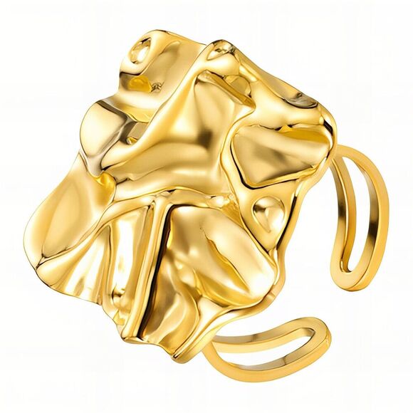 18K Gold Plated Women's Art Inspired Open Back Ring Hypoallergenic Waterproof - Picture 1 of 10